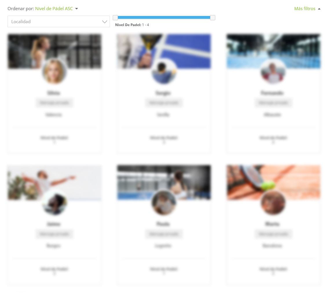 Fichas de jugadores de padel